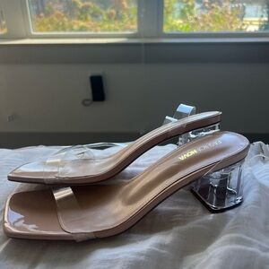 Fashion Nova Transparent and Beige Heels
